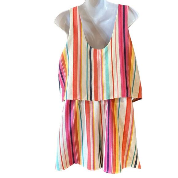 Lazy Sunday Women’s Size Medium Striped Romper with Tie Waist Top NWT - Picture 2 of 6